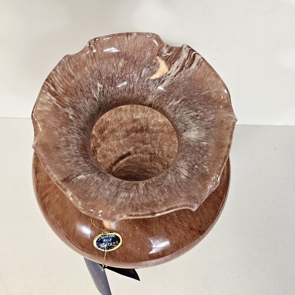 Murano Glass Flower Vase Deep Pink Swirl Gloss Italy Traditional Cristalvi 8x14" - Picture 5 of 16